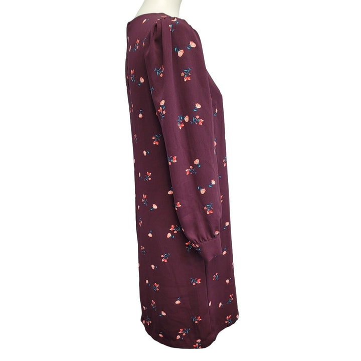 Old Navy Womens Small Long Sleeve Plum Floral 100% Polyester Sheath Dress