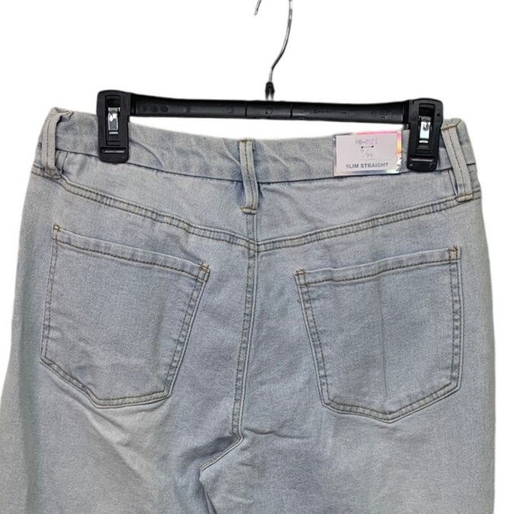 New Tinseltown Juniors Size 9 High Rise Slim Lite Wash Straight Denim Blue Jeans