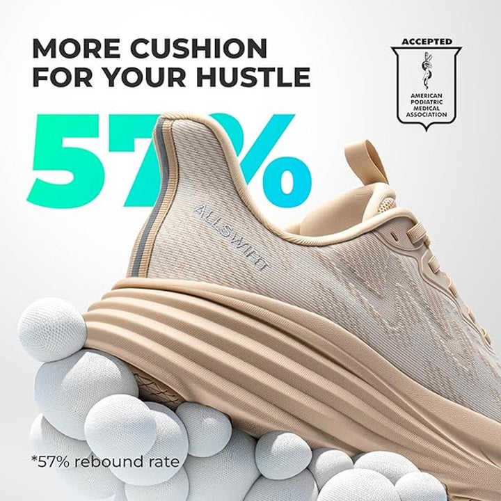 Allswifit Mens Size 10 Tan Slip On Hands-Free SwiftPlush Running Athletic Shoes