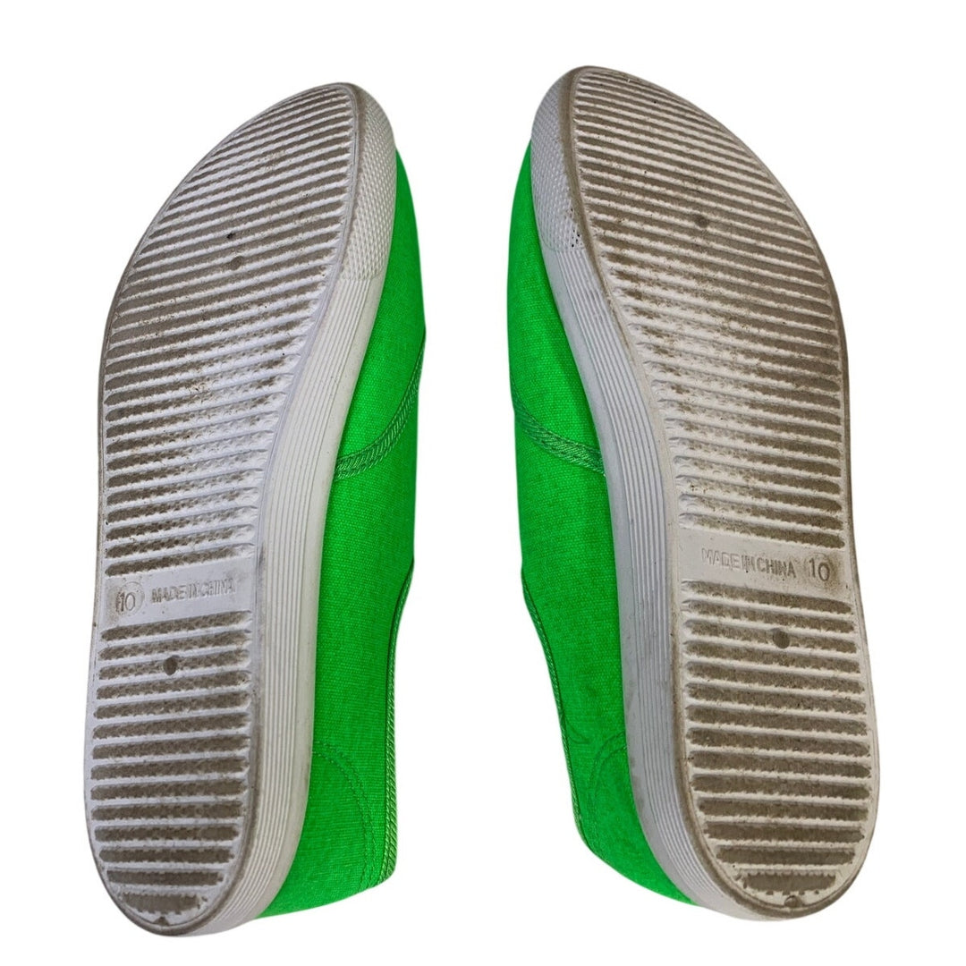 Womens Size 10 Neon Green Canvas Sneakers Lace Up Closed Round Toe Shoes