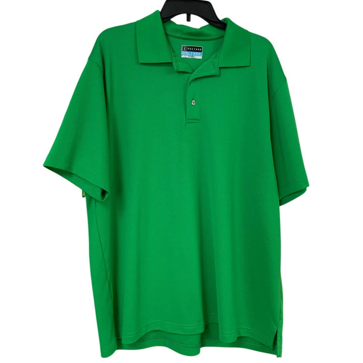 Lot of 2 Champions PGA Tour Mens XL Solid Green Short Sleeve Polo Shirts EUC