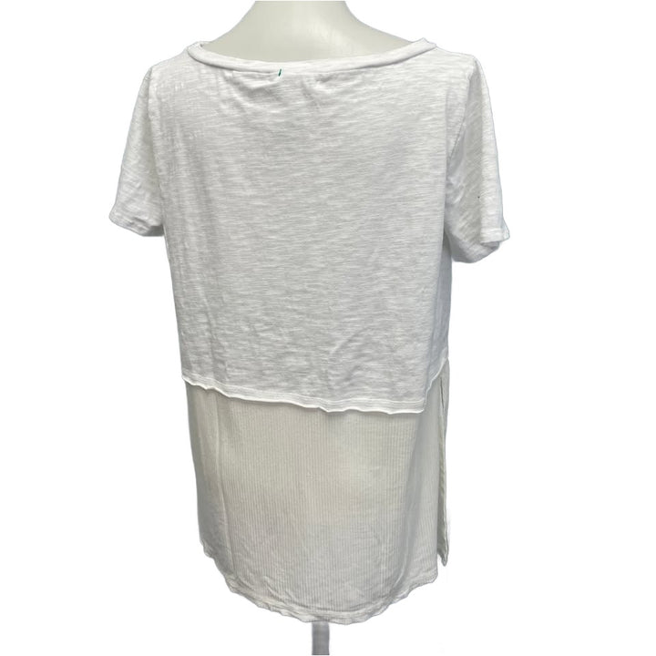 Hand Printed Upcycled Womens Small MAMA Short Sleeve Flowy Blouse Top Shirt