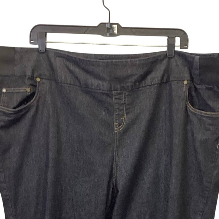 Woman Within Plus Size 32W Stretch Cotton Pull On Elastic Waist Denim Blue Jeans