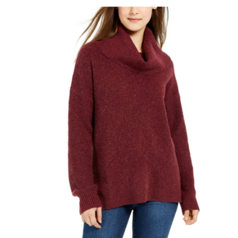 NWT New Hippie Rose Juniors Small Wine Red Turtleneck Polyester Tunic Sweater