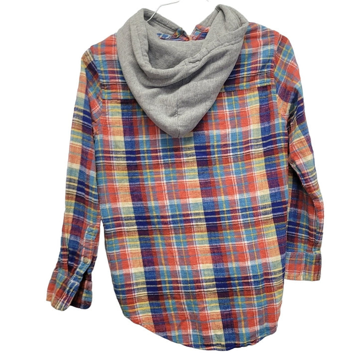 Time And Tru Womens Small PolyCotton Long Sleeve Hooded Button Up Shirt