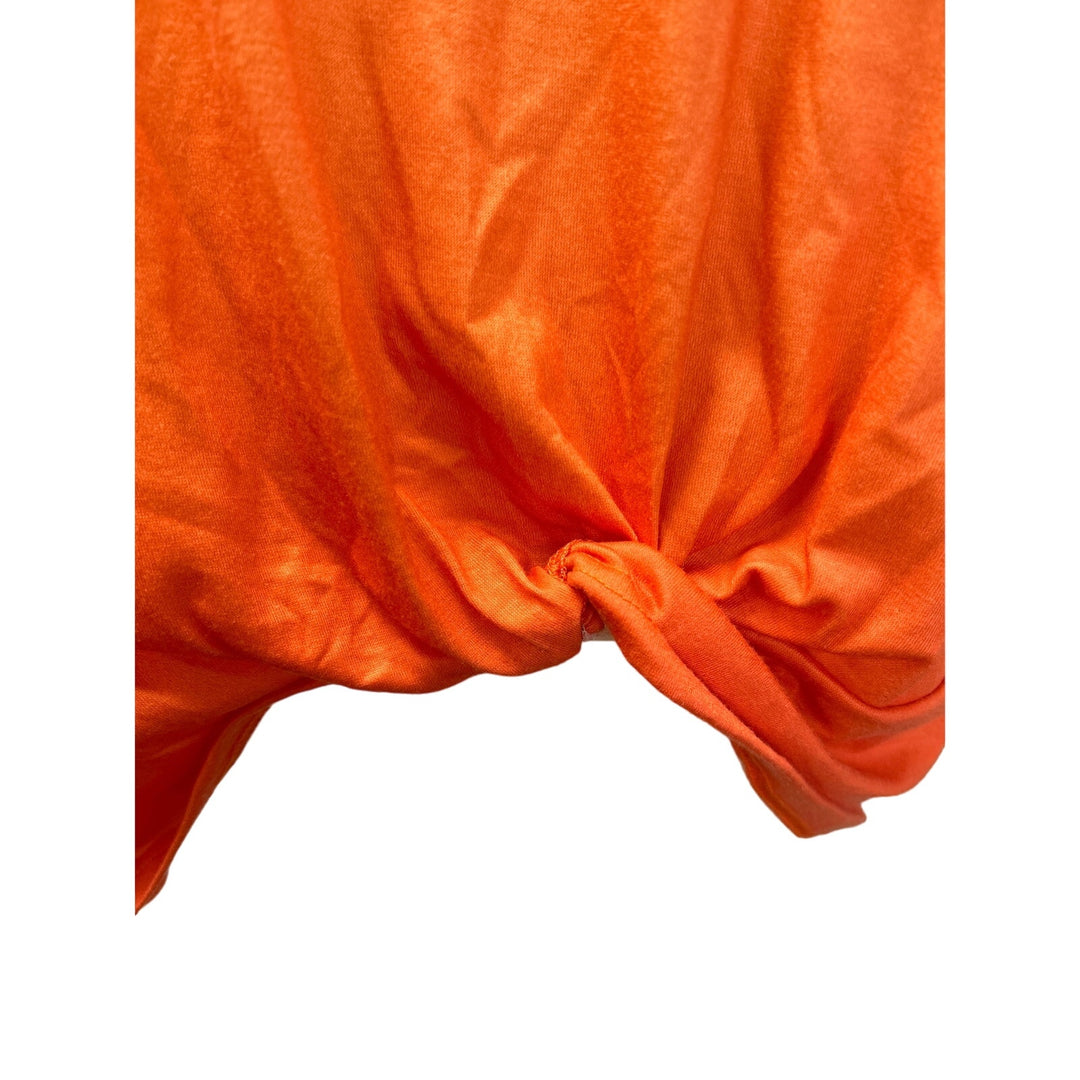 Womens 1X 2X Flowy Floral Orange Blue Ombre Short Sleeve Tee Shirts Blouses