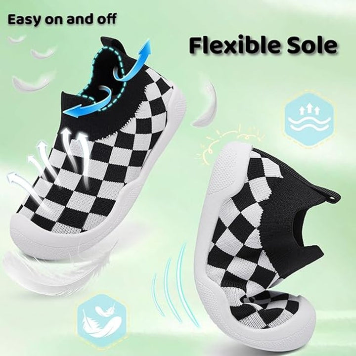 Toddlluby Toddler Boys 8 Sneakers Checkerboard Slip Resistant Sole Slip on Shoes