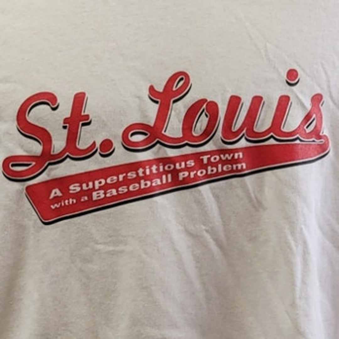 New Hand Printed Mens XL St Louis Baseball Town 3/4 Sleeve PolyCotton Tee Shirt