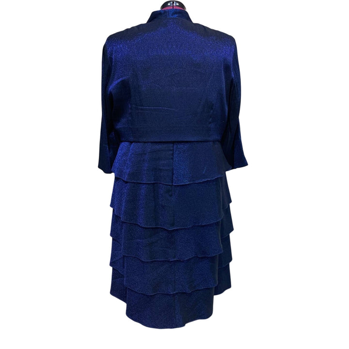 R&amp;M Richards Woman 20W Formal Ruffled Beaded Sleeveless Sheath Dress w Jacket