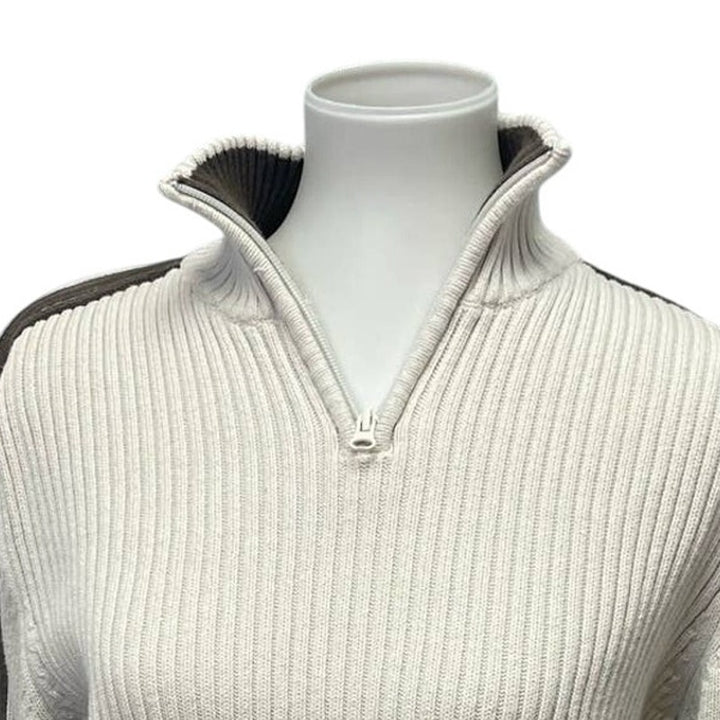 American Rag Mens XL 1/4 Zip Cotton Side Stripe Long Sleeve Pullover Sweater