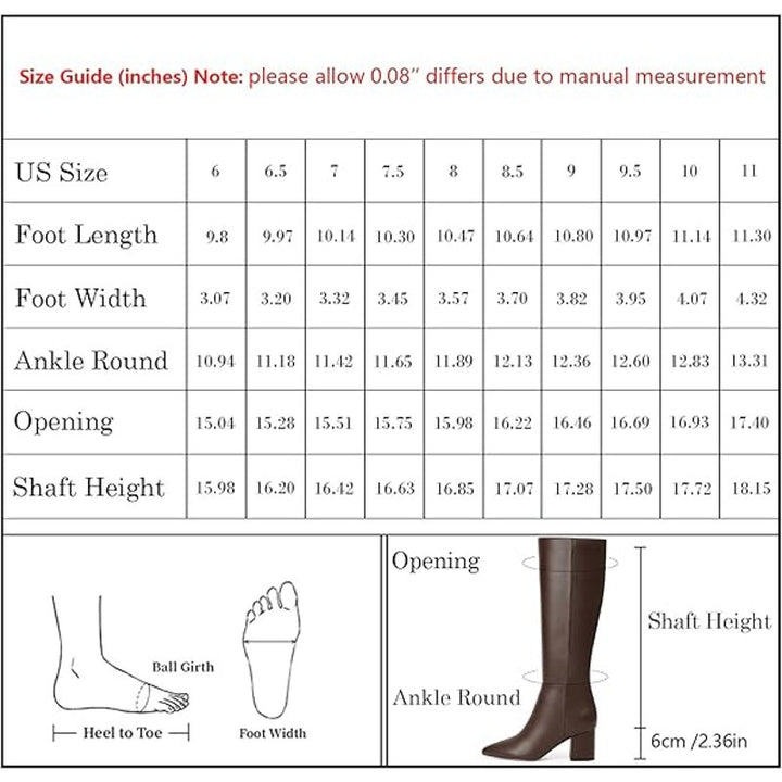 New Easyfox Womens Size 10 Brown Faux Leather 3" Block Heel Zip Knee High Boots