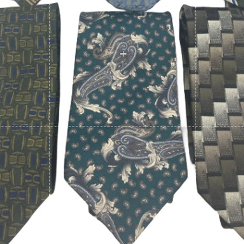 Lot of 6 Gold Brown Green Striped Plaid Vintage and Modern Mens Neck Ties