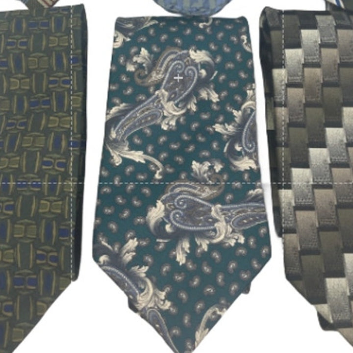 Lot of 6 Gold Brown Green Striped Plaid Vintage and Modern Mens Neck Ties