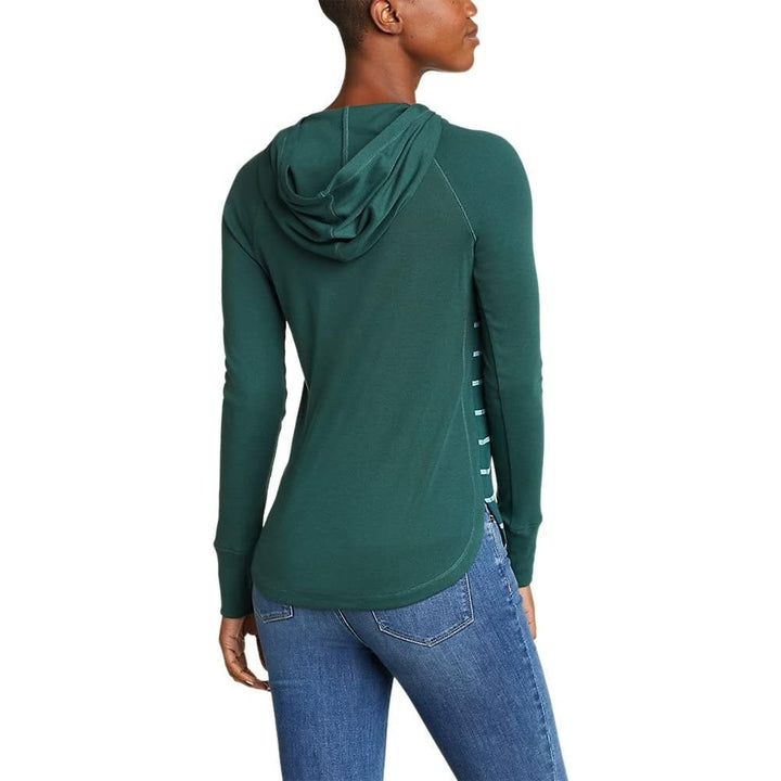 New Eddie Bauer Womens Green Favorite Pullover Lightweight PolyCotton Hoodie