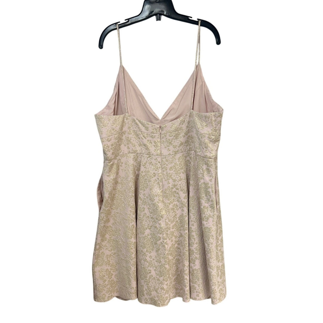 Badgley Mischka Womens Size 18 Pink Gold Golden Hue Strappy Deep V Mini Dress