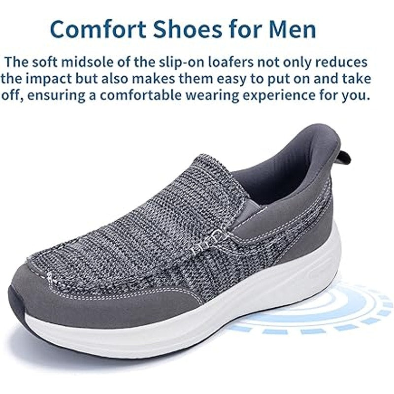 Mens Size 10.5 Gray Slip On Arch Support Walking Running Athletic Comfort Shoes