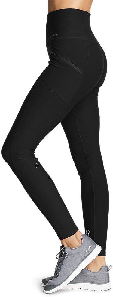 New Eddie Bauer Womens Black High Compression UPF 50+ Trail Tight Leggings