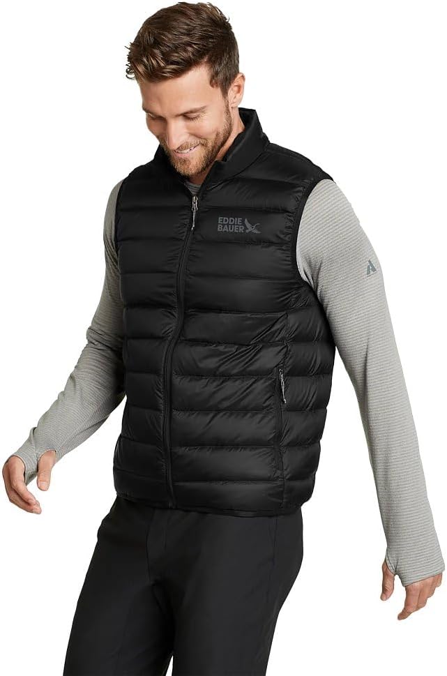 New Eddie Bauer Mens Black CirrusLite 650FP Down Zip Up Puffer Vest