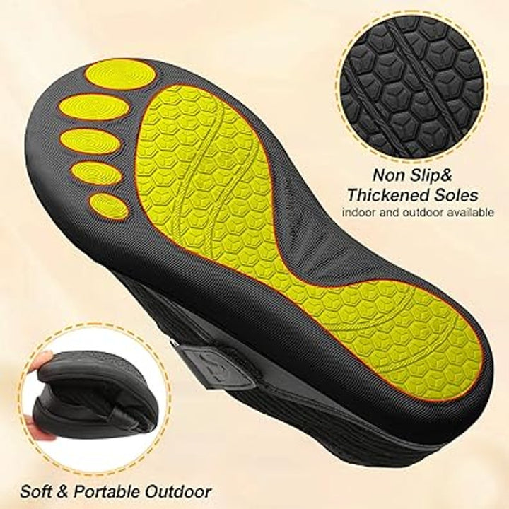 Spesoul Womens 6.5 Black Corduroy Wide Toe Box Hook Loop Slide On Slipper Shoes