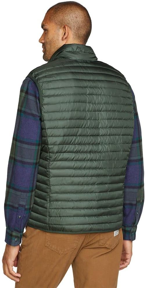 New Eddie Bauer Mens Medium Dark Green Microlight 650FP Down Zip Up Puffer Vest