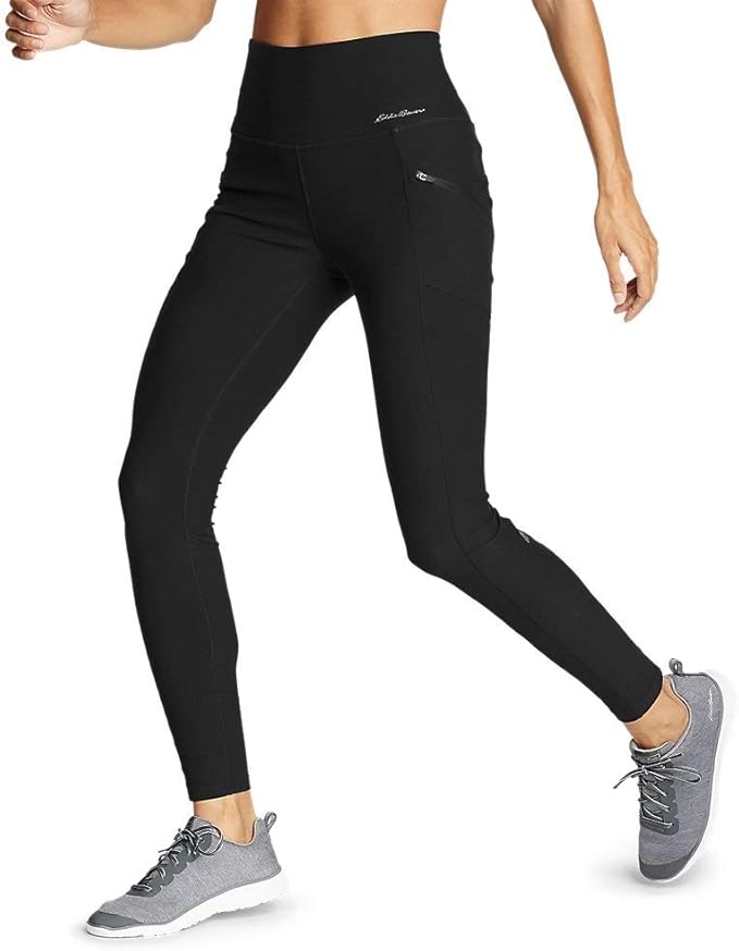 New Eddie Bauer Womens Black High Compression UPF 50+ Trail Tight Leggings