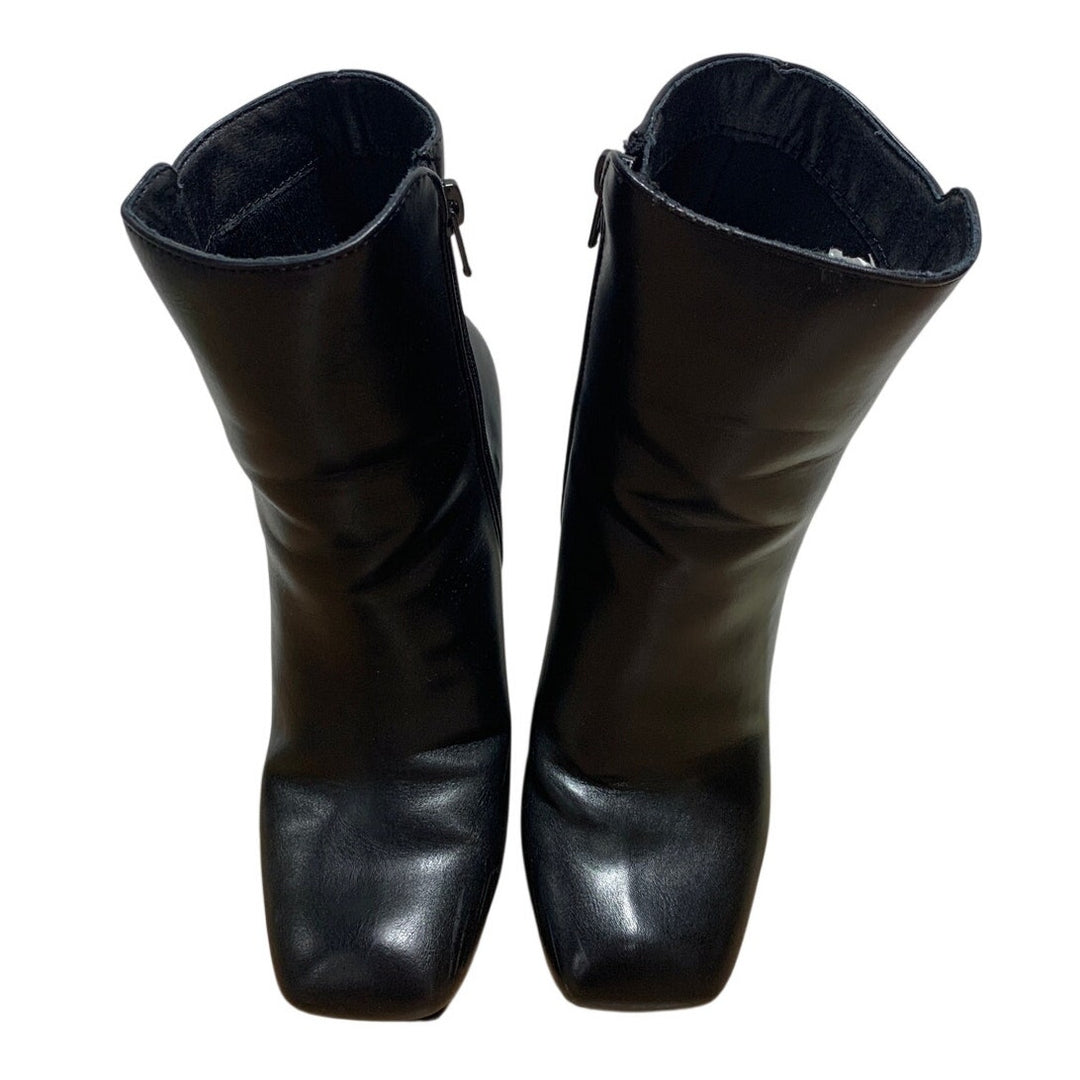 Mysoft Womens Size 6 Black 3" Heel Ankle Boots Closed Square Toe Side Zip Shoes