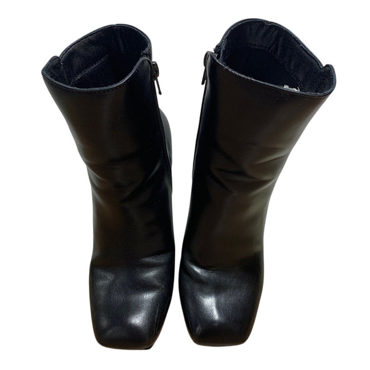 Mysoft Womens Size 6 Black 3" Heel Ankle Boots Closed Square Toe Side Zip Shoes