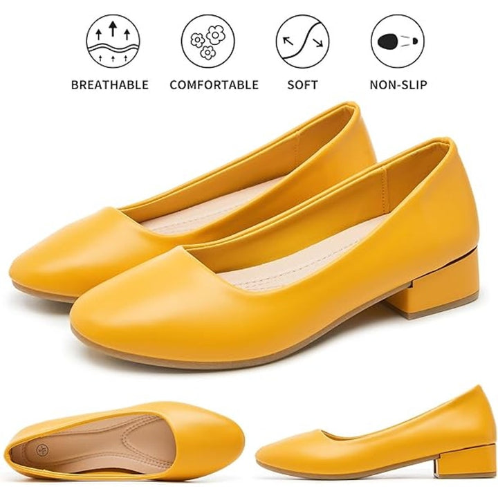 Hash Bubbie Womens Size 5 Yellow 1.5" Block Heel Closed Toe Slip On Shoes