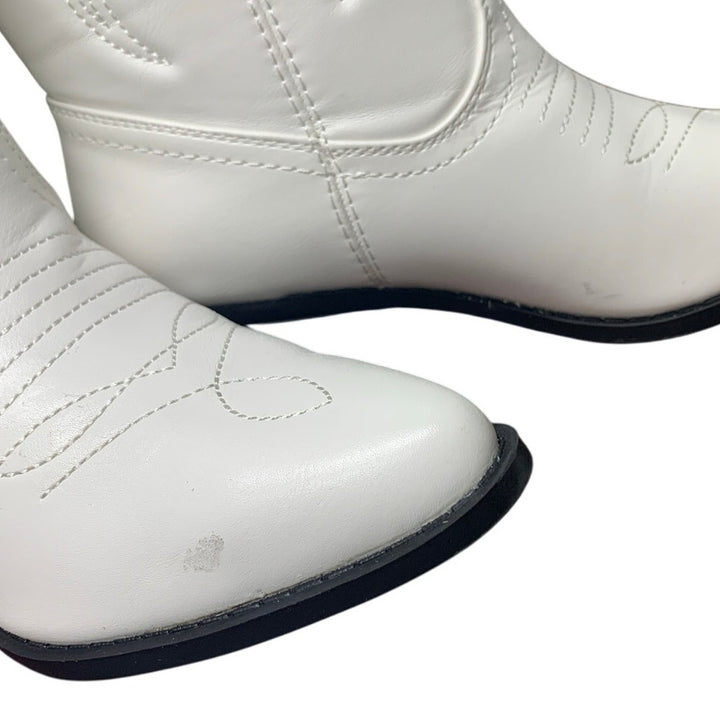Soda RENO Womens Size 8.5 White Faux Leather 2" Heel Western Cowboy Boot Shoes