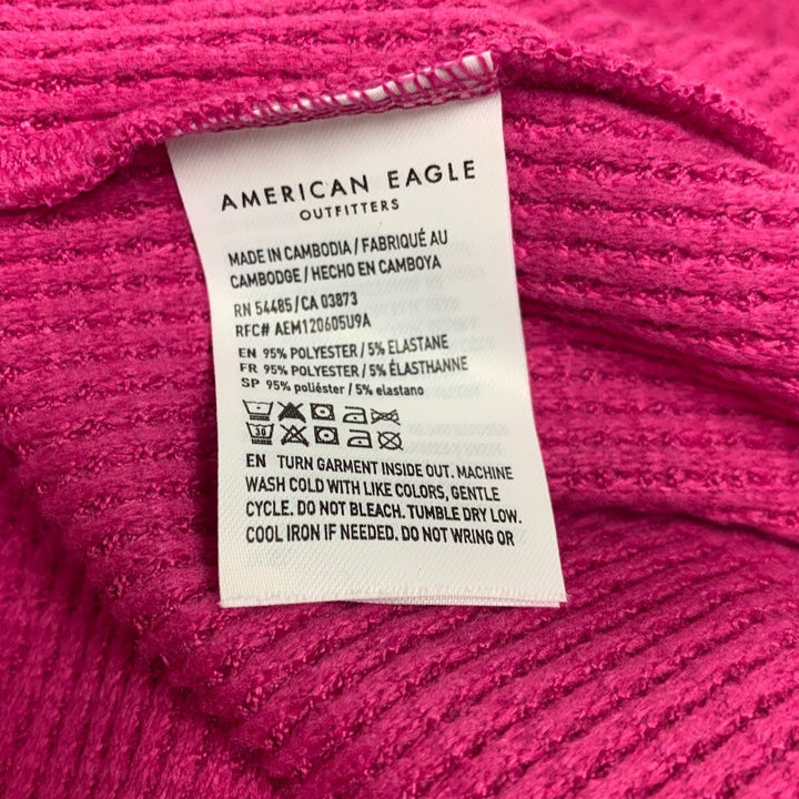 New American Eagle Womens Small PolyElastane Waffled V Neck Long Sleeve Top