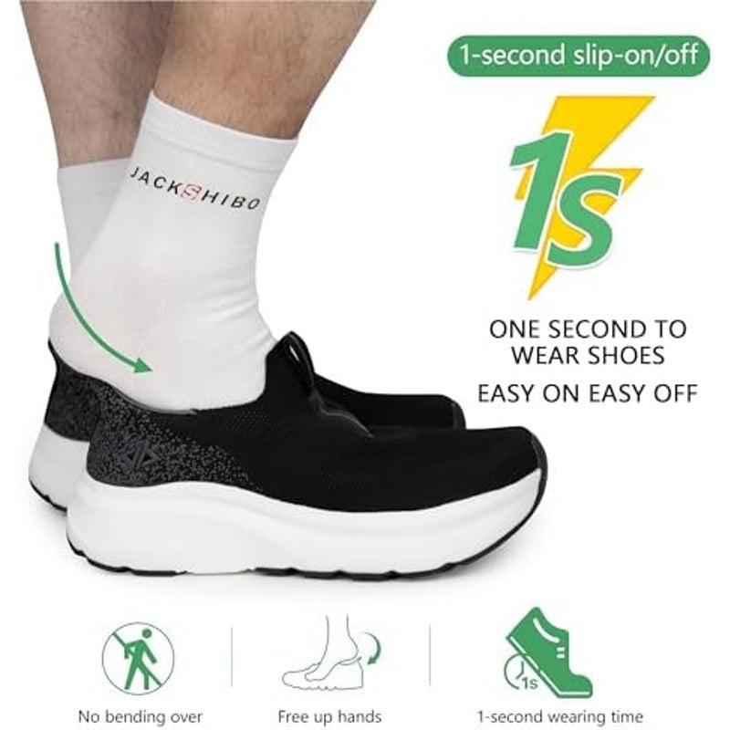 Jacks Hibo Mens Size 9.5 Black Sneakers Arch Support Round Toe Slip On Shoes