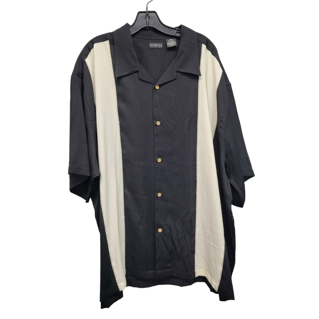 George Mens 3XL 2 Striped PolyRayon Short Sleeve Button Up Shirt w Front Pocket
