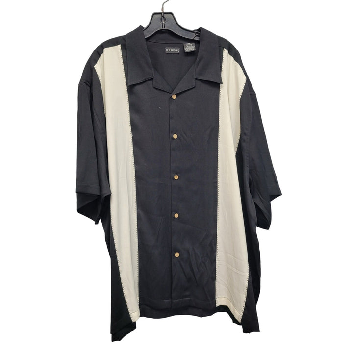 George Mens 3XL 2 Striped PolyRayon Short Sleeve Button Up Shirt w Front Pocket