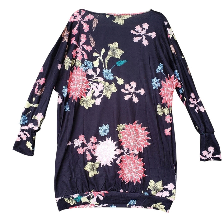 New NWT Zanzea Womens 2X Floral PolySpandex Long Sleeve V Neck Light Sweatshirt