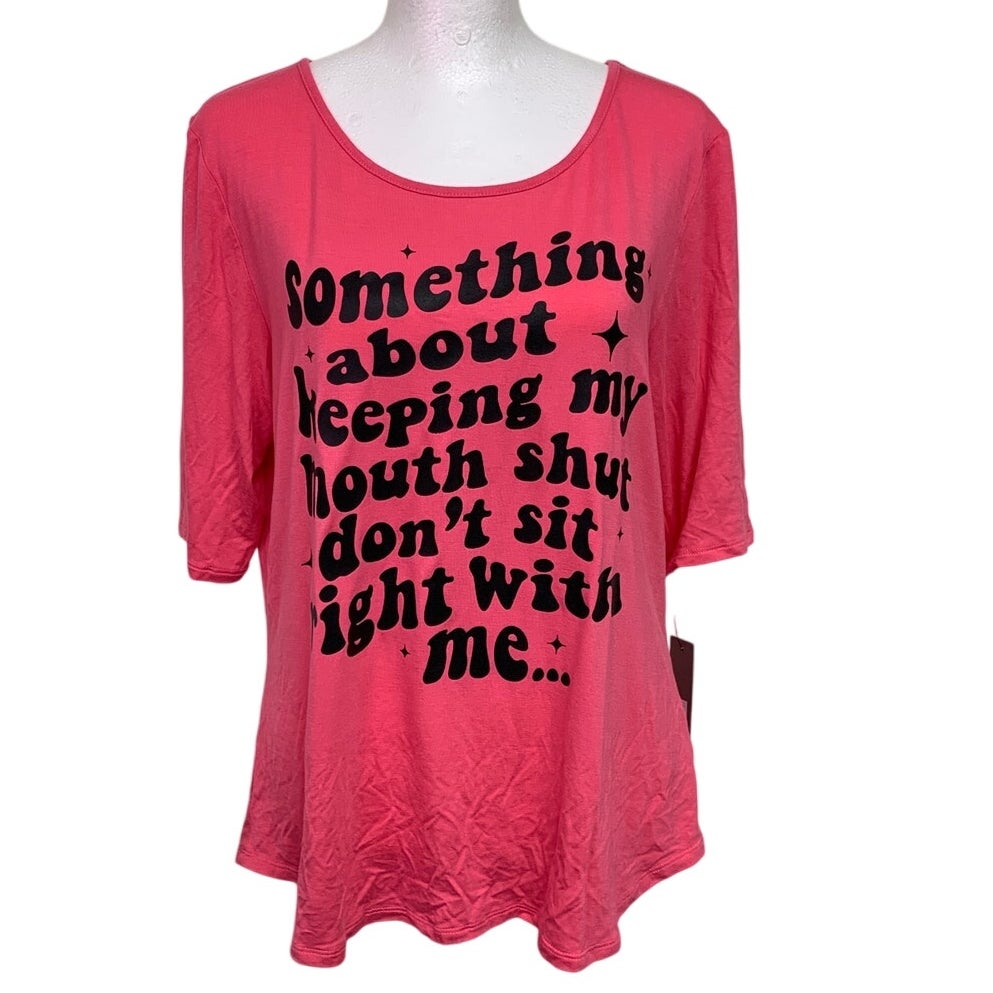 New Upcycled Handprinted Womens Large Something Dont Sit Right With Me Tee Shirt