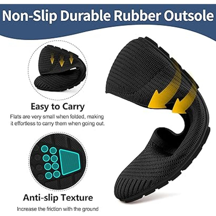 Reimferce Womens Size 8 Black Mesh Close Toe Slide On Comfort NonSlip Flat Shoes