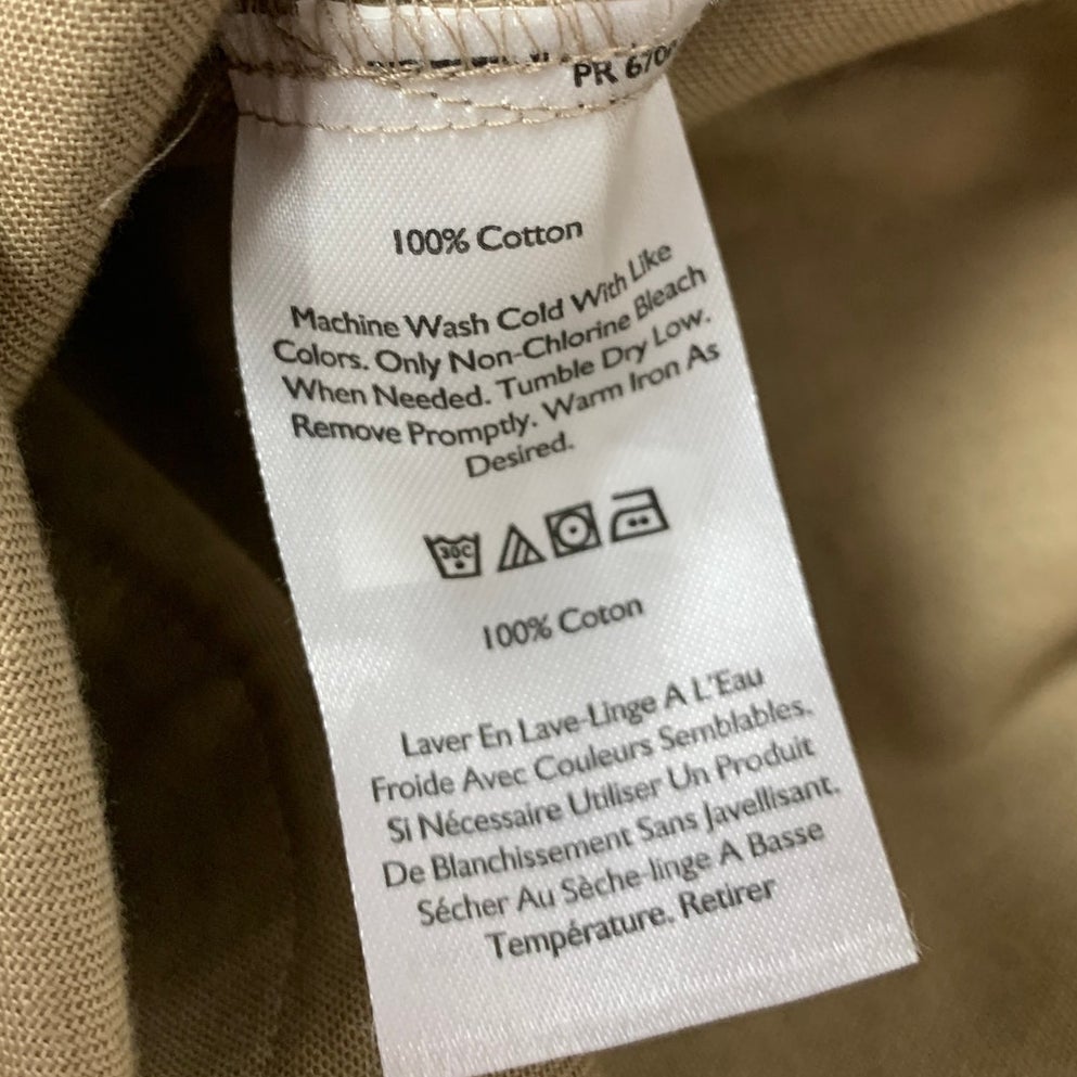New Eddie Bauer Womens Medium Tan Everyday Cotton Short Sleeve Button Up Shirt