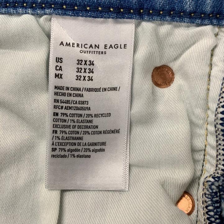 New American Eagle Mens 32 X 34 Airflex Original Boot Cut Denim Blue Jeans