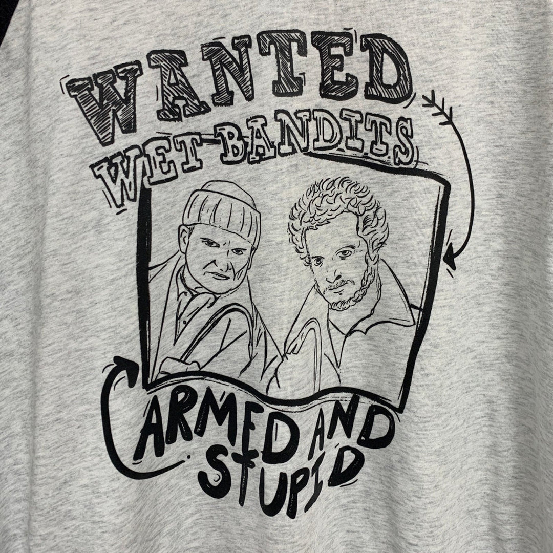 New Hand Printed Womens XXL Home Alone Wanted Wet Bandits Armed &amp; Stupid Tee