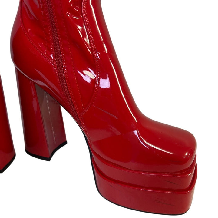 WetKiss Womens Size 6 Red 5.5" Platform Heels Knee High Gogo Boots Shoes
