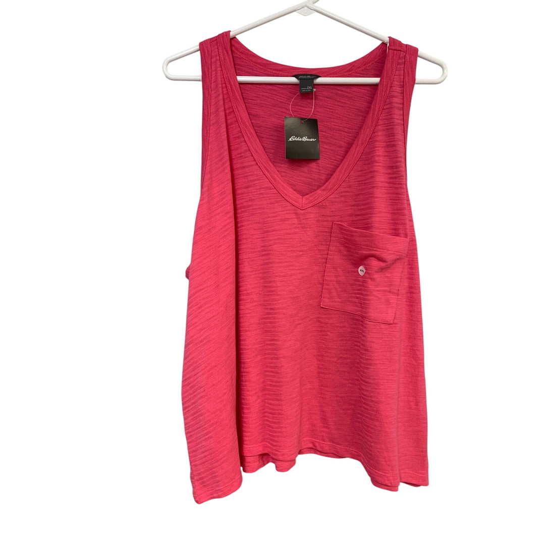2 New Eddie Bauer Womens XXL Pink Blue Solstice Slub Pocket Tempo Tank Tops