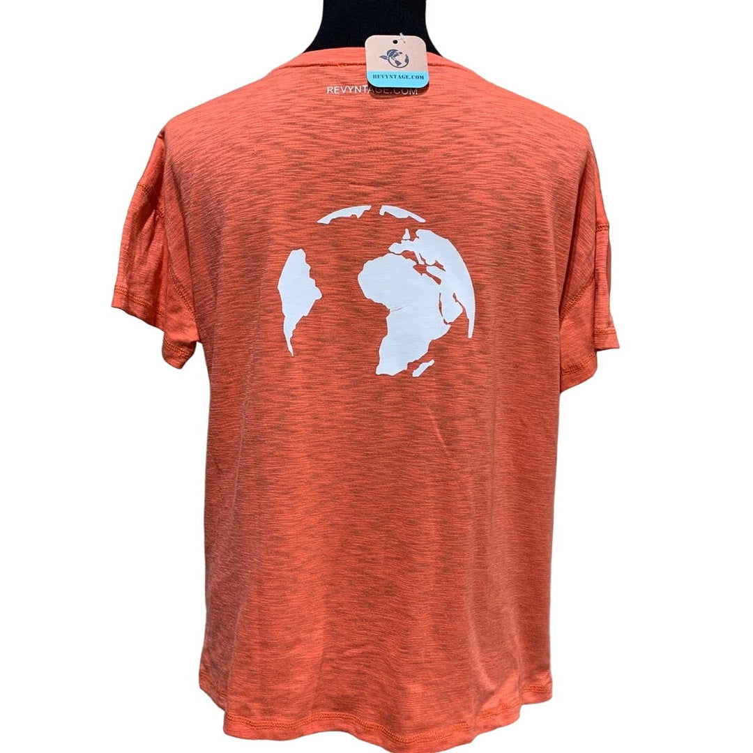 Hand Printed Upcycled Womens Medium Saving the Planet is My Superpower Tee