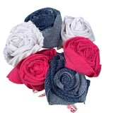 Handmade Upcycled Denim TShirt Valentine's Day Gift 6 Rose Bouquet in Glass Vase