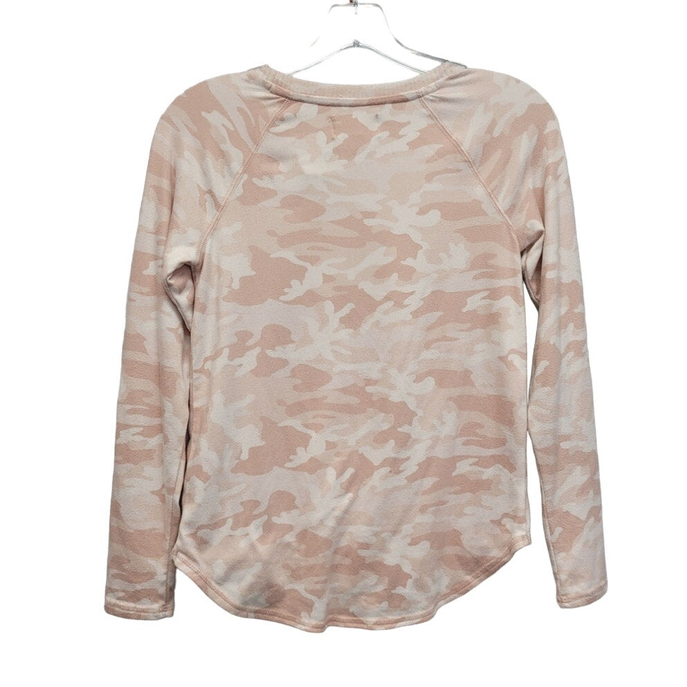 Hand Printed Upcycled Girls 10/12 Long Sleeve Cool Llama Pink Camo Sweatshirt