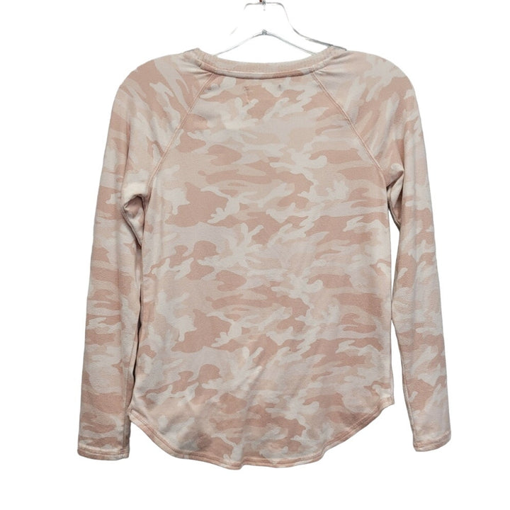 Hand Printed Upcycled Girls 10/12 Long Sleeve Cool Llama Pink Camo Sweatshirt