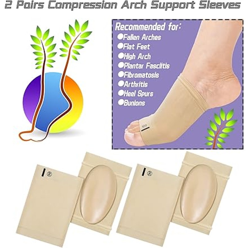 New Nuanchu 4-Piece Arch Support Sleeves &amp; Metatarsal Pads