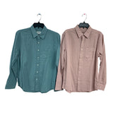 2 New American Eagle Mens Medium Cotton Linen Long Sleeve Button Up Shirts