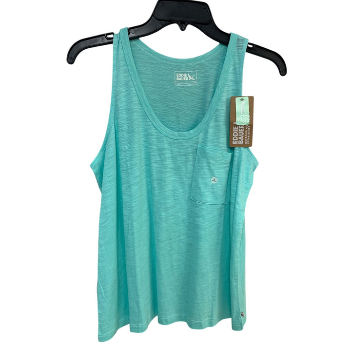 2 New Eddie Bauer Womens Small Blue Yellow Gatecheck Pocket Heathered Tank Tops