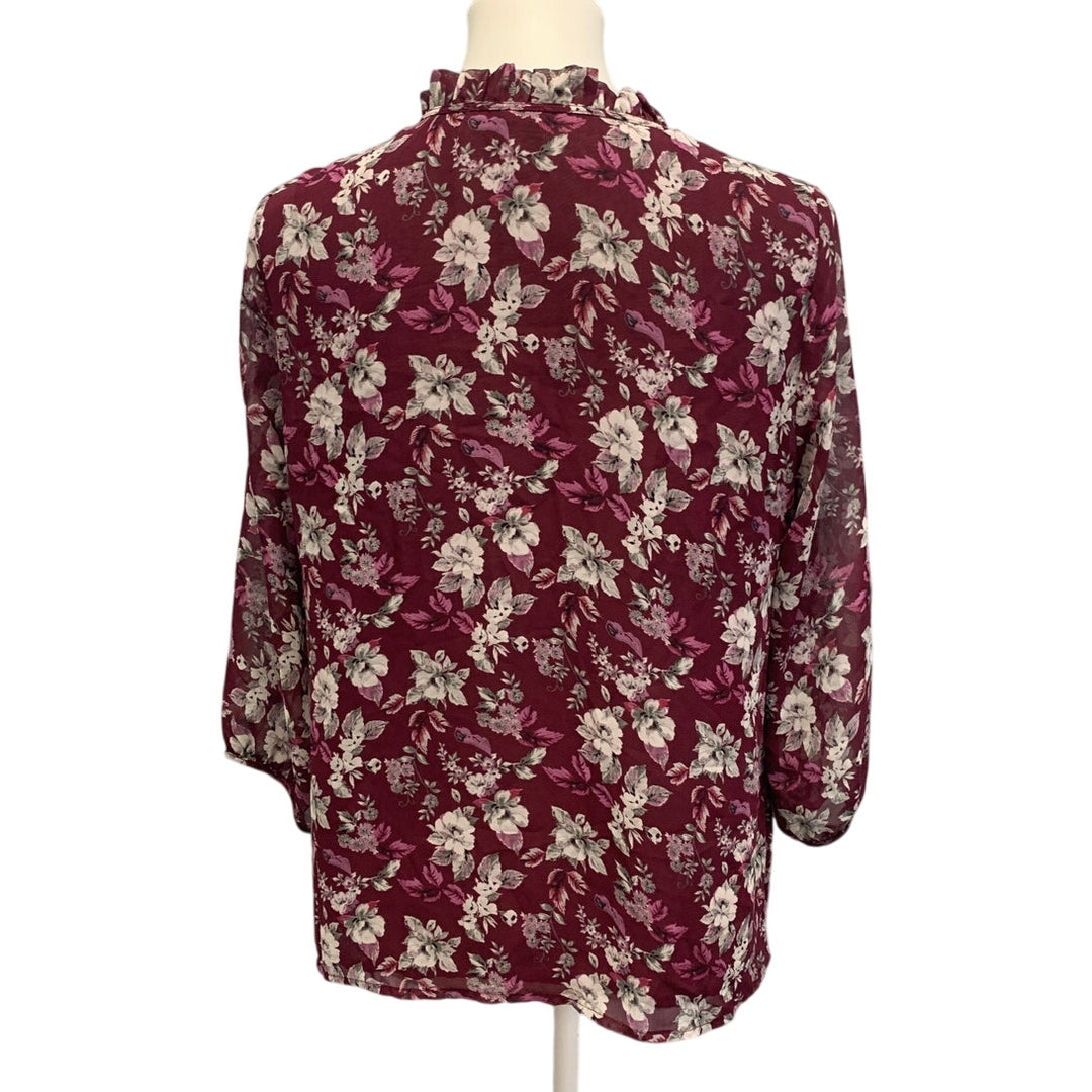 Skies are Blue Womens Medium Bodice Lined Lightweight Floral Blouse Shirt