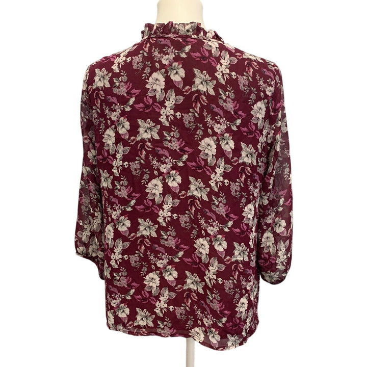 Skies are Blue Womens Medium Bodice Lined Lightweight Floral Blouse Shirt
